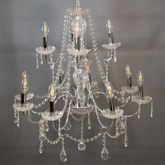 8-Light Tiered Hanging Crystal Chandelier