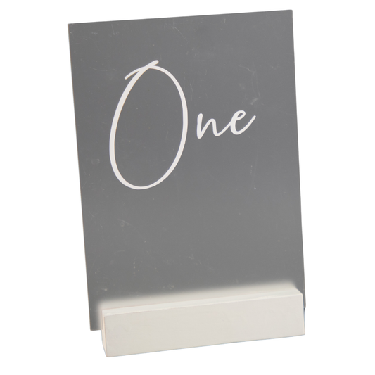 Frosted Acrylic Table Numbers with White Bases