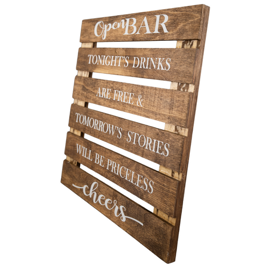 Open Bar Wooden Sign