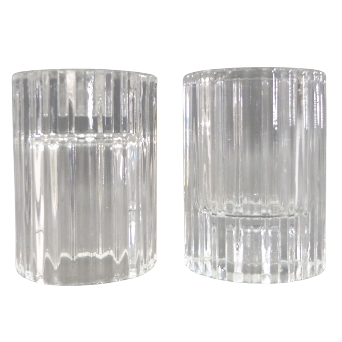 Ribbed Glass Candle Holders with Flameless Tea Light Candles