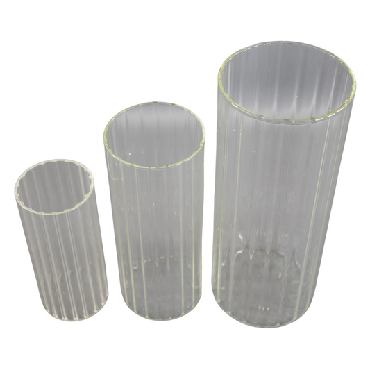 Ribbed Glass Candle Holders / Vases - Set of 3
