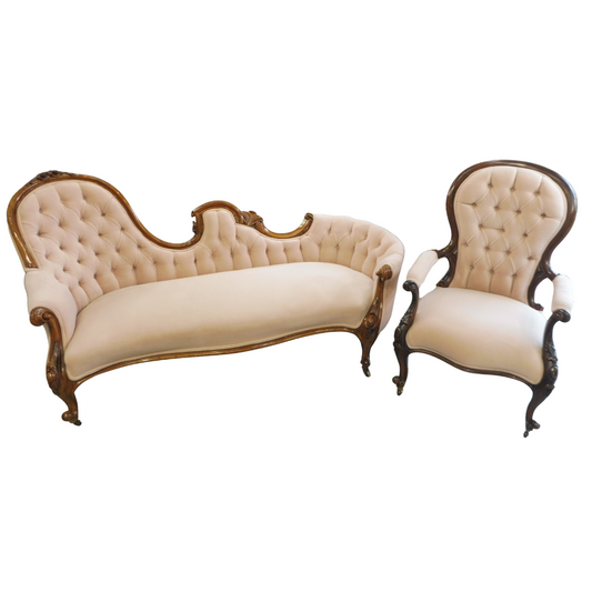 Victorian Chaise Lounge and Gentlemen's Chair