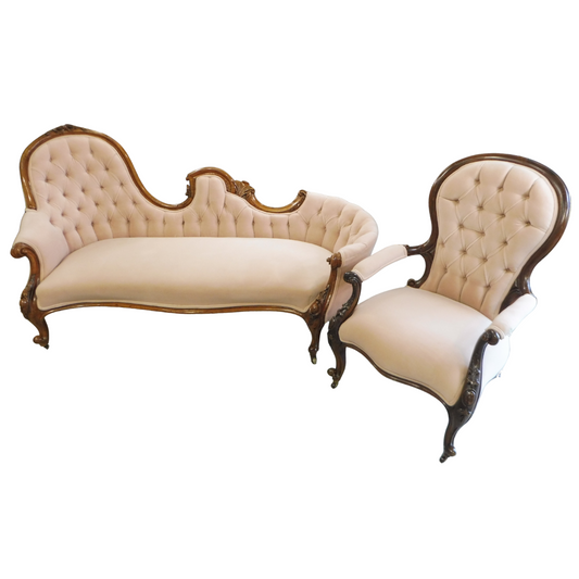 Victorian Chaise Lounge and Gentlemen's Chair