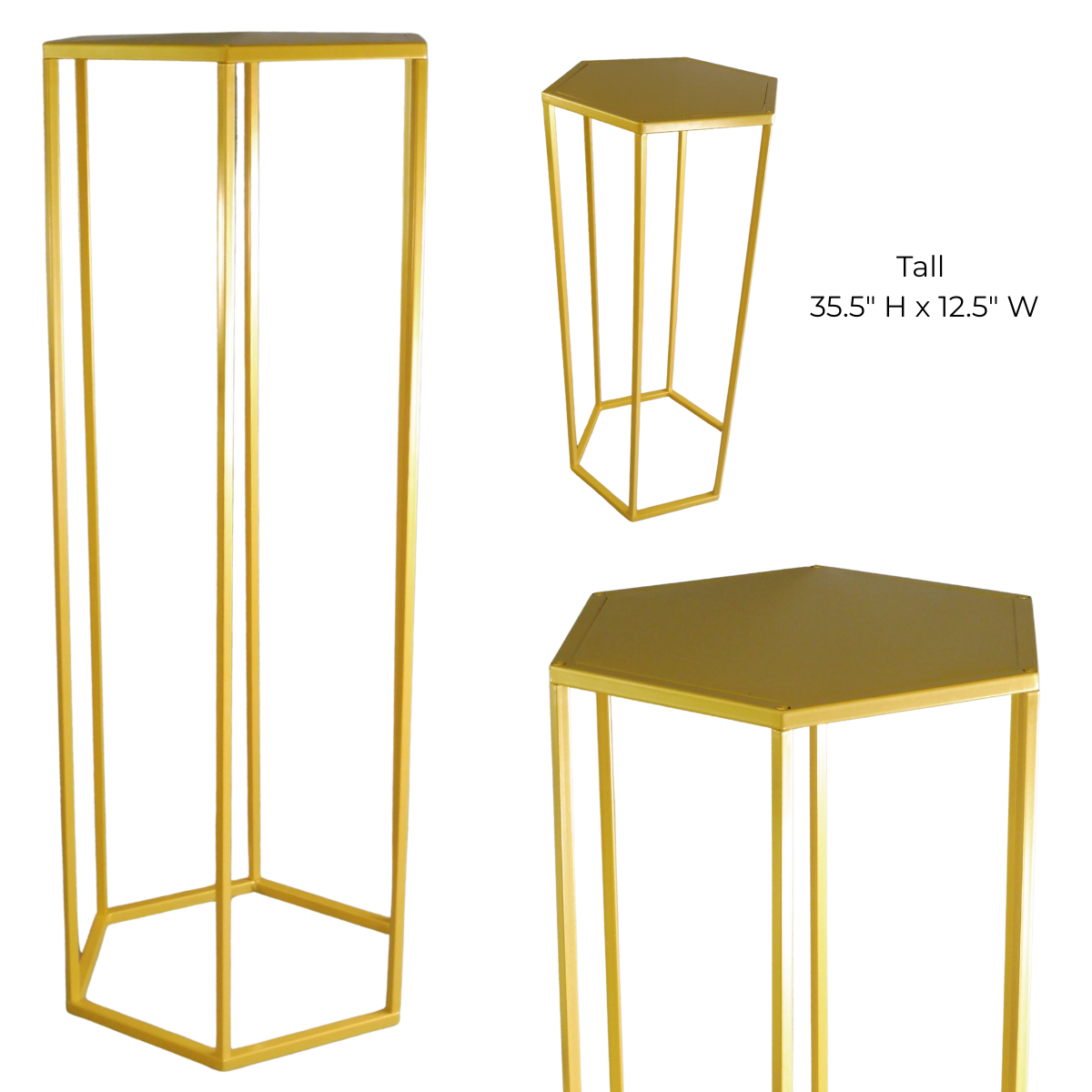 Hexagonal Cylindrical Pedestal Stands – Set of 3