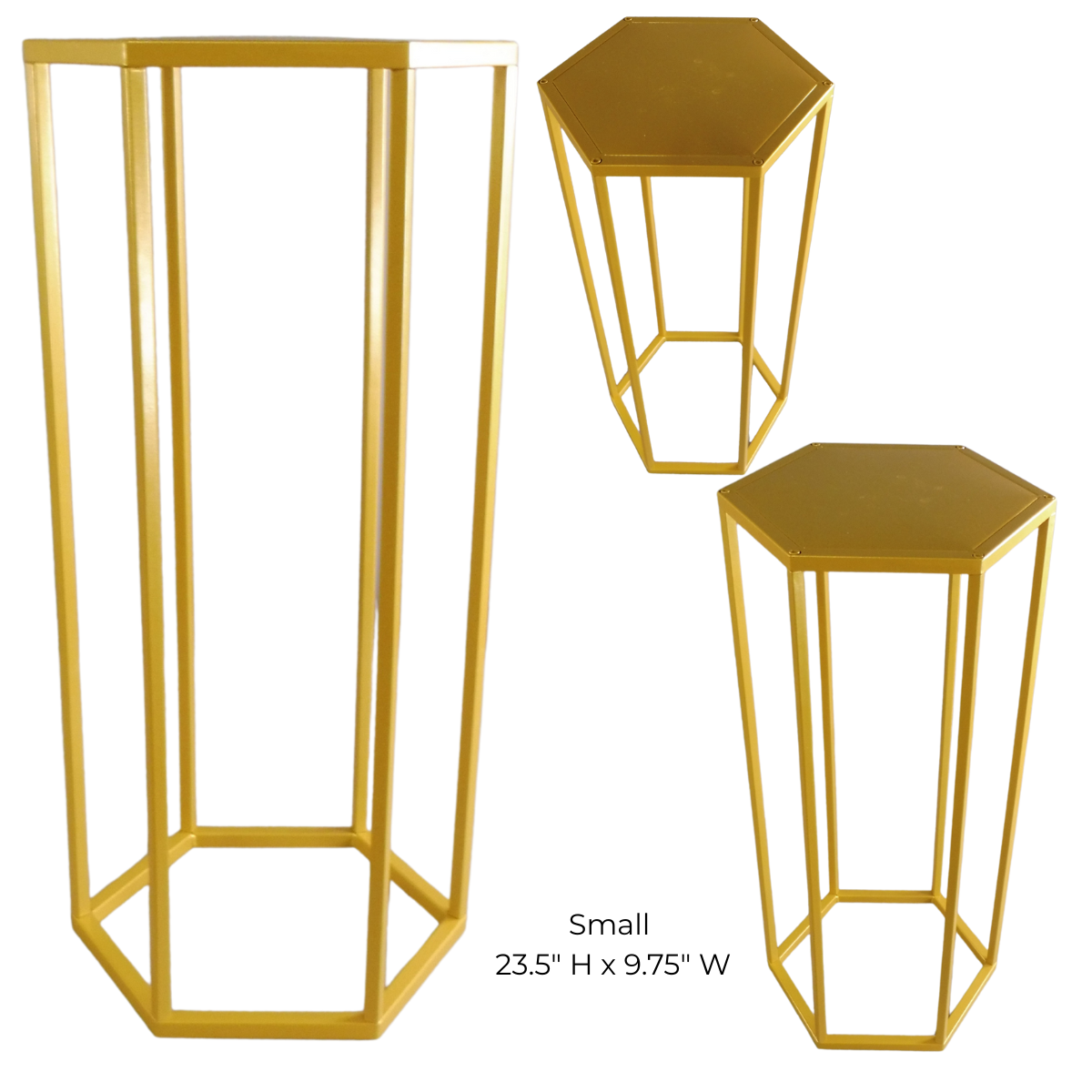 Hexagonal Cylindrical Pedestal Stands – Set of 3