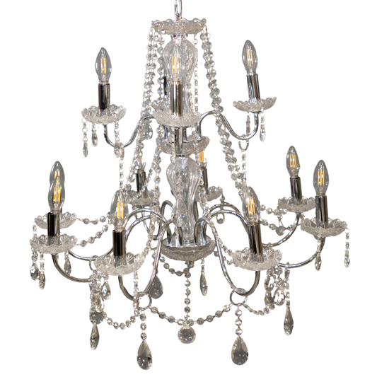 8-Light Tiered Hanging Crystal Chandelier