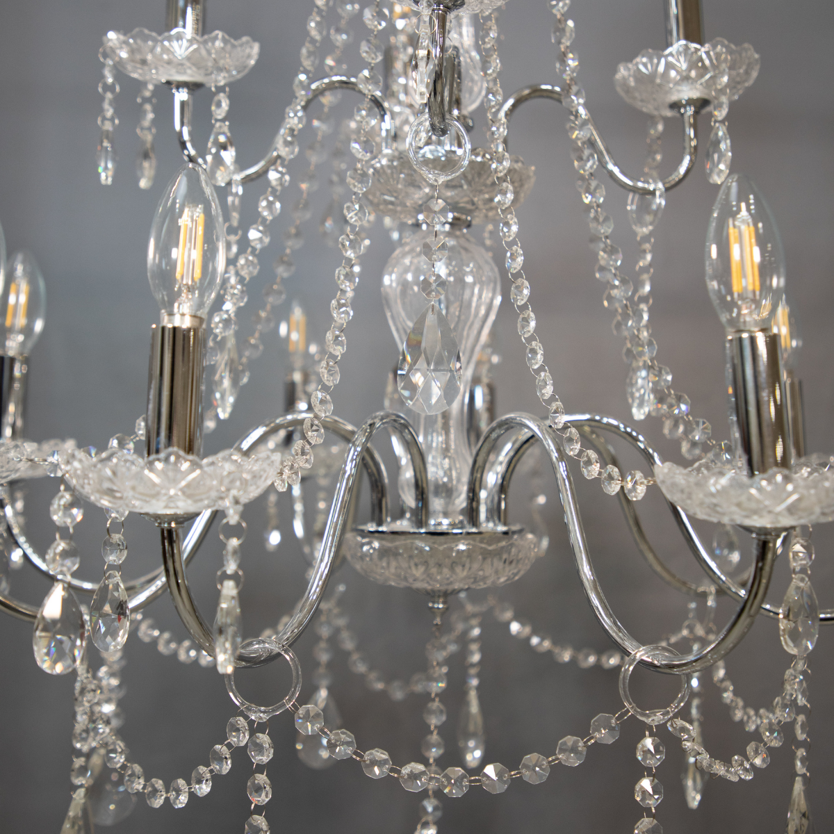 8-Light Tiered Hanging Crystal Chandelier