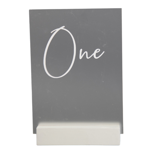 Frosted Acrylic Table Numbers with White Bases