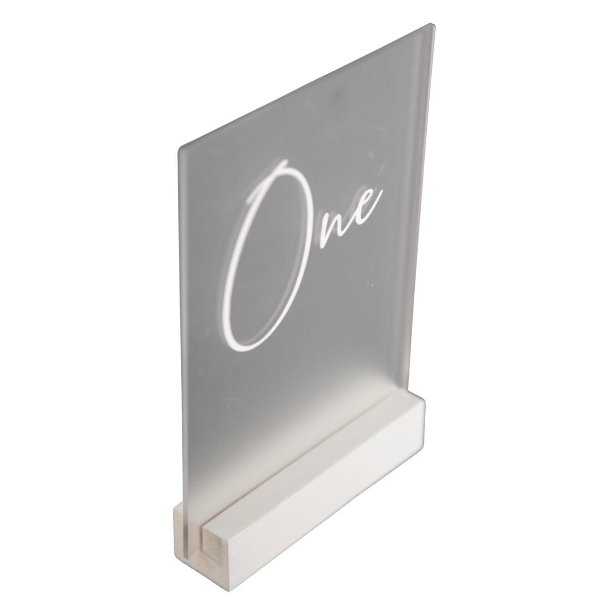 Frosted Acrylic Table Numbers with White Bases
