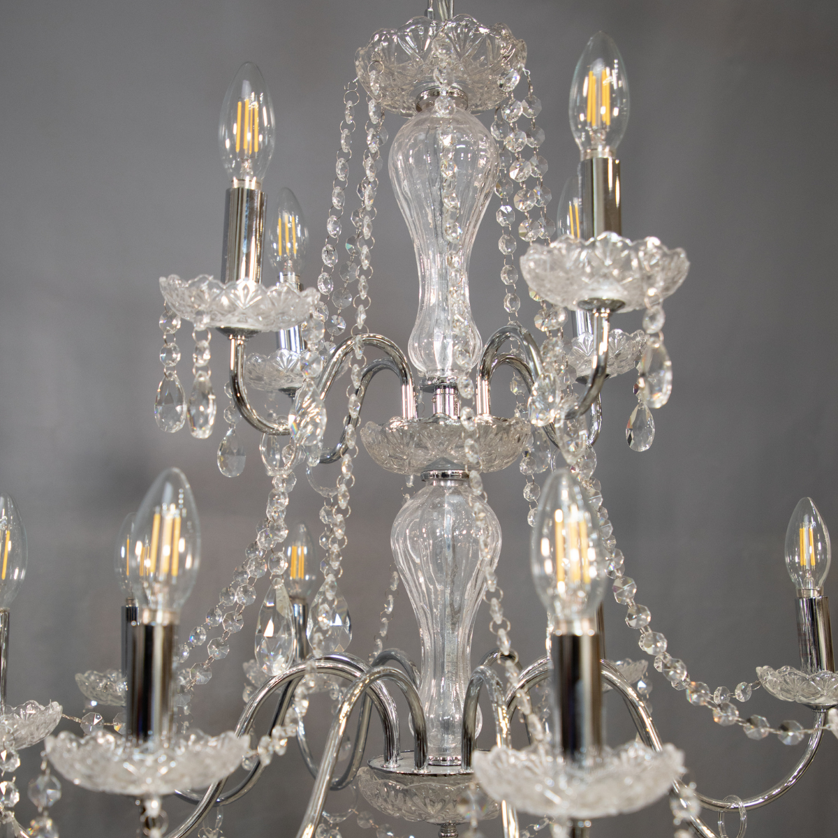 8-Light Tiered Hanging Crystal Chandelier