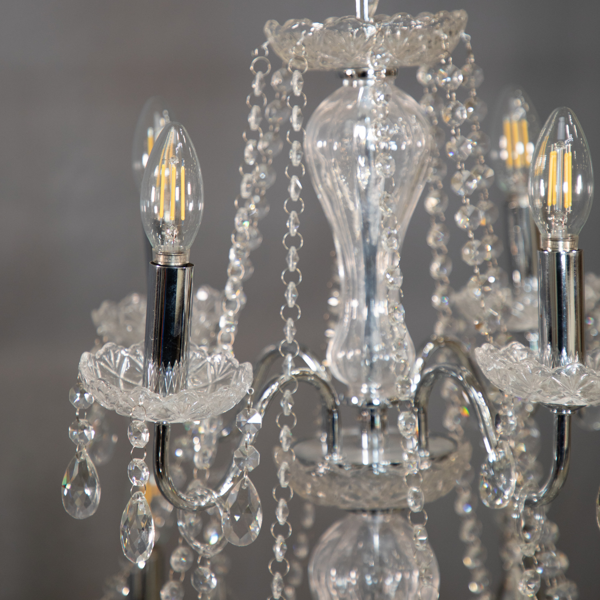 8-Light Tiered Hanging Crystal Chandelier