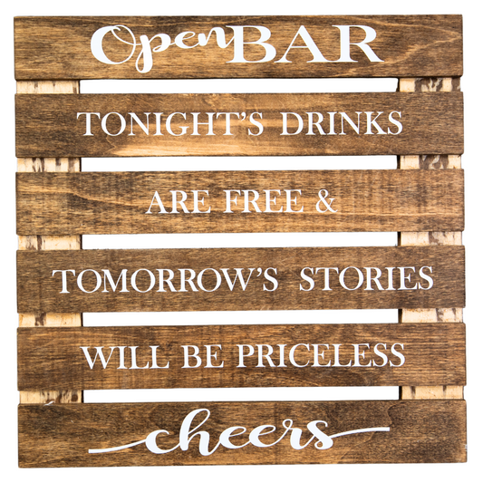 Open Bar Wooden Sign