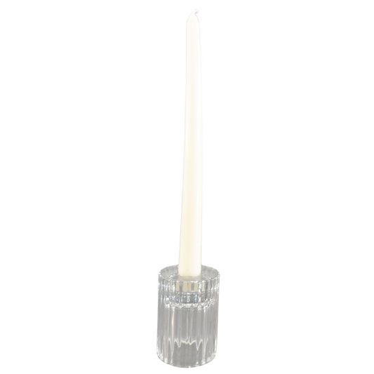 Ribbed Glass Candle Holders with Flameless Tea Light Candles