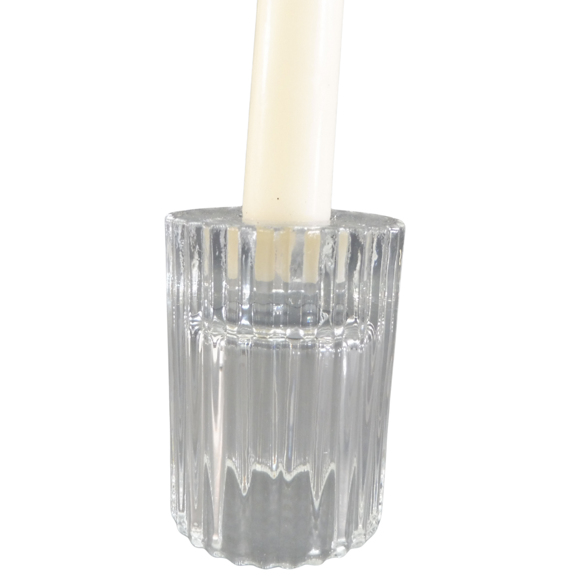 Ribbed Glass Candle Holders with Flameless Tea Light Candles