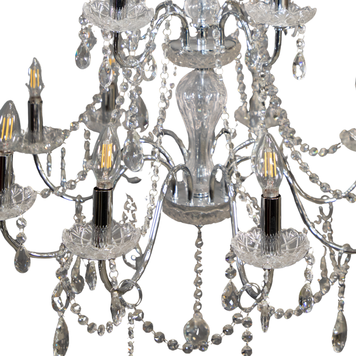 8-Light Tiered Hanging Crystal Chandelier
