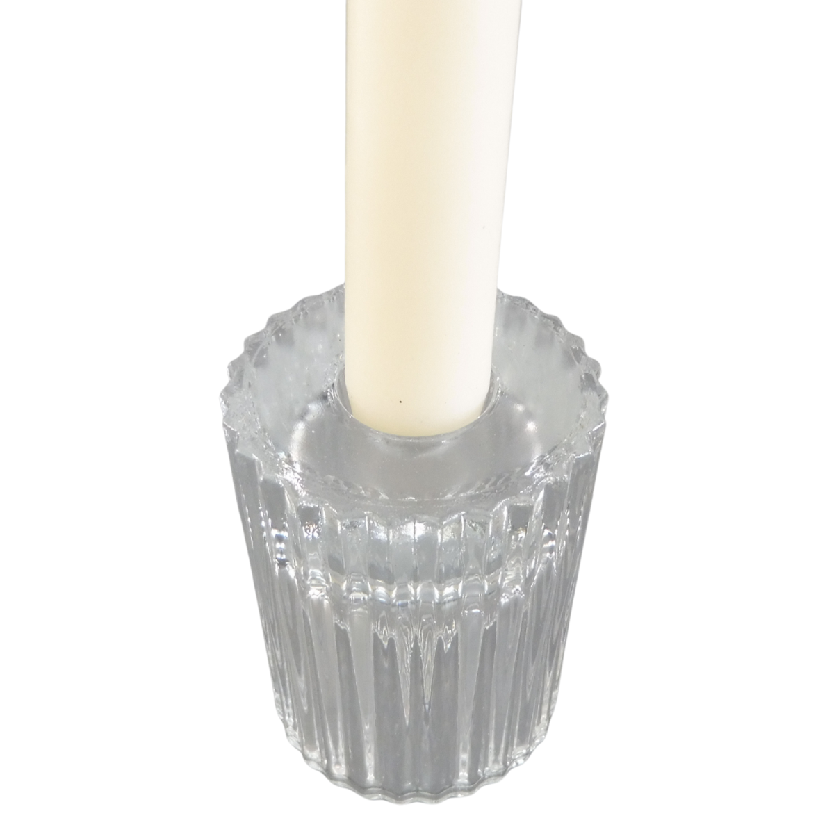 Ribbed Glass Candle Holders with Flameless Tea Light Candles