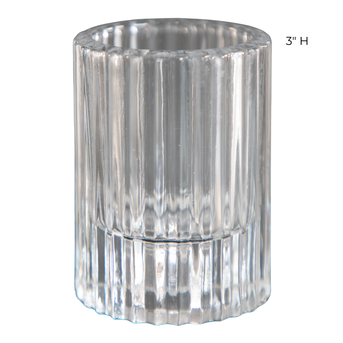 Ribbed Glass Candle Holders with Flameless Tea Light Candles