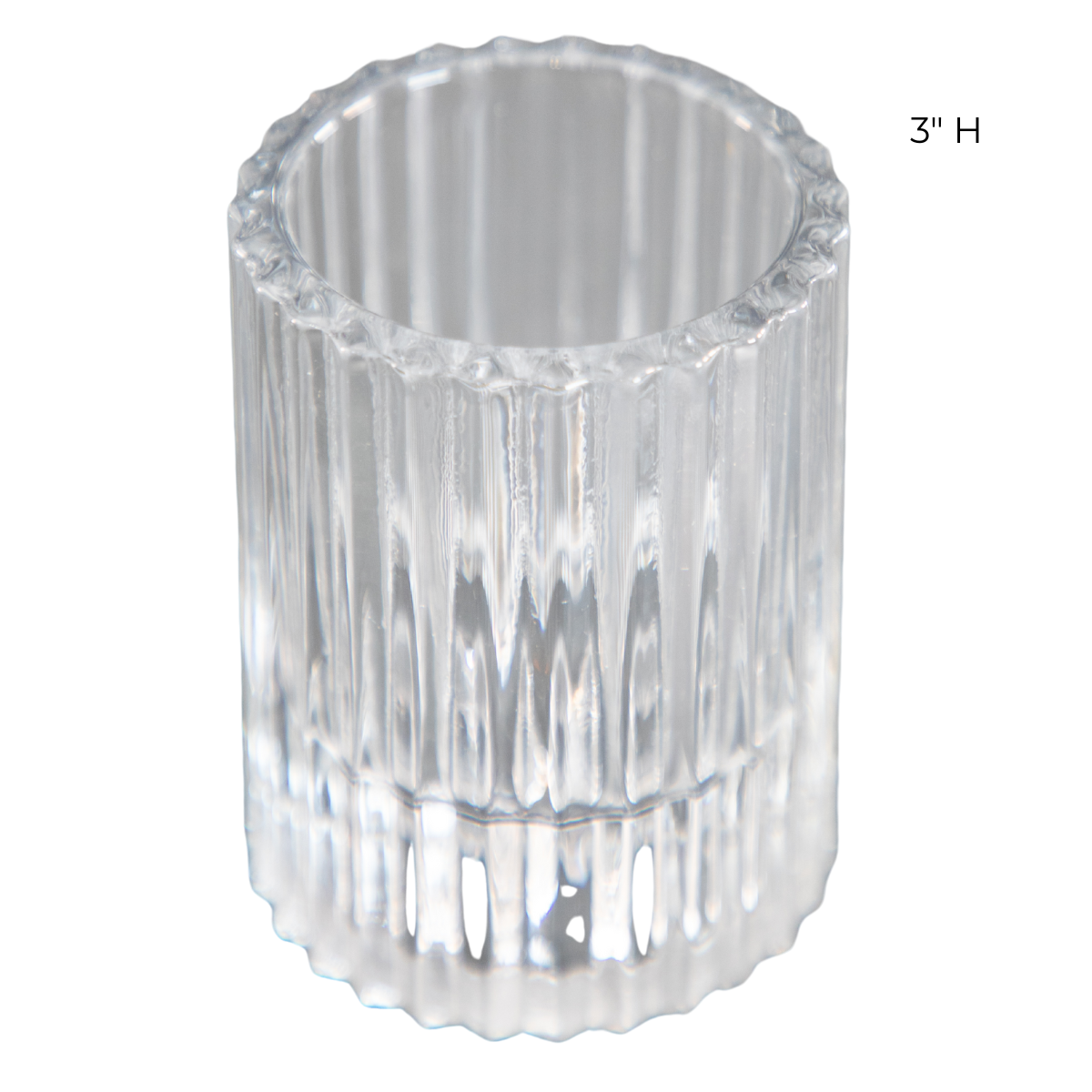 Ribbed Glass Candle Holders with Flameless Tea Light Candles