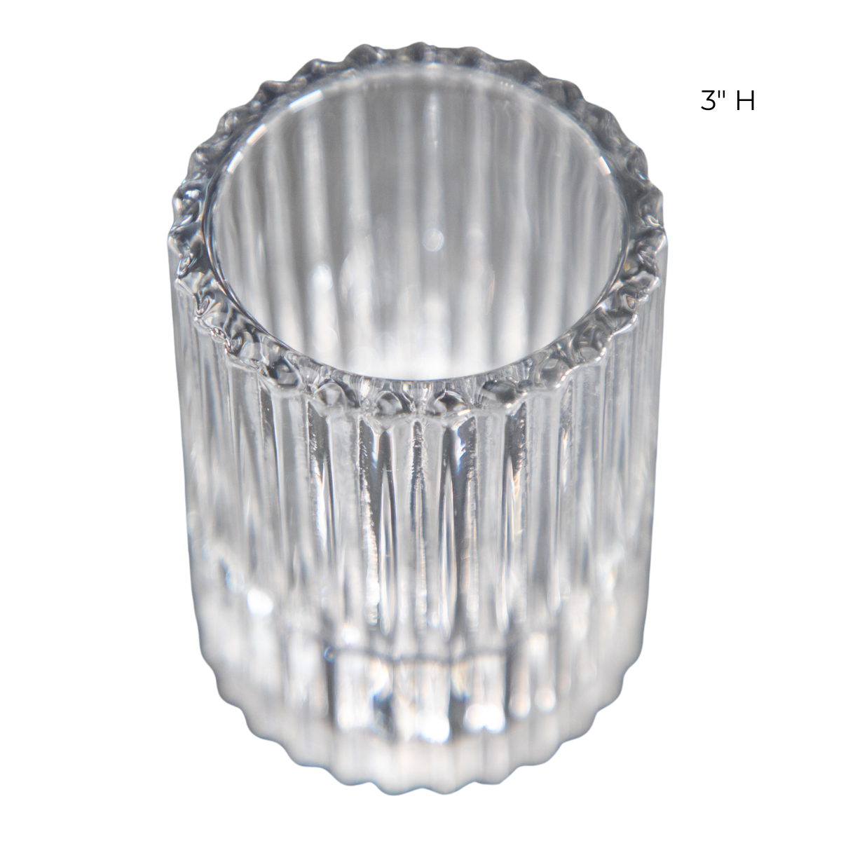 Ribbed Glass Candle Holders with Flameless Tea Light Candles
