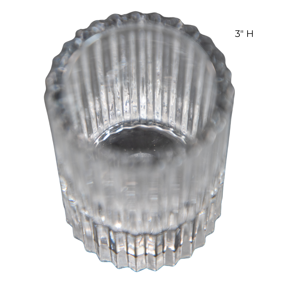 Ribbed Glass Candle Holders with Flameless Tea Light Candles