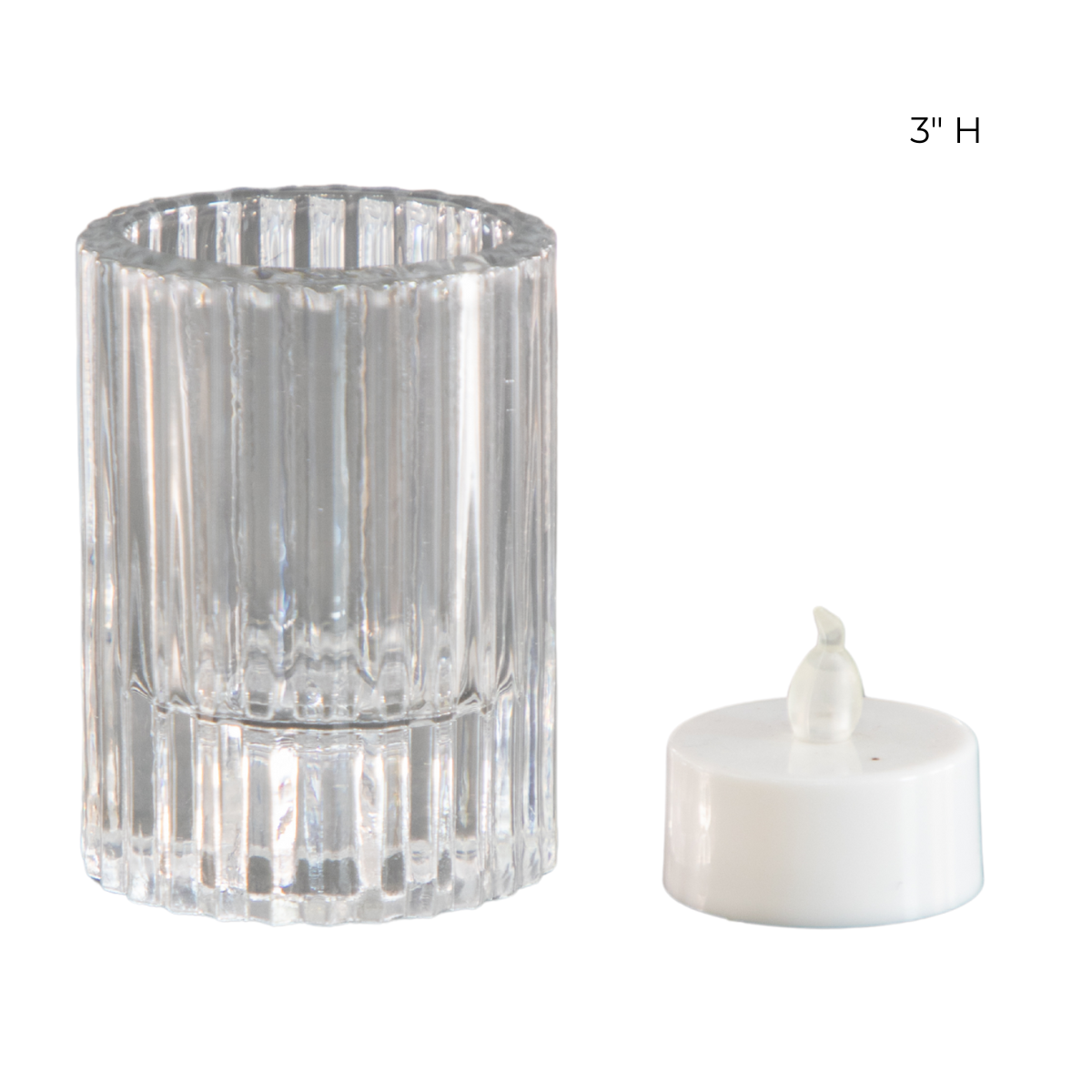 Ribbed Glass Candle Holders with Flameless Tea Light Candles