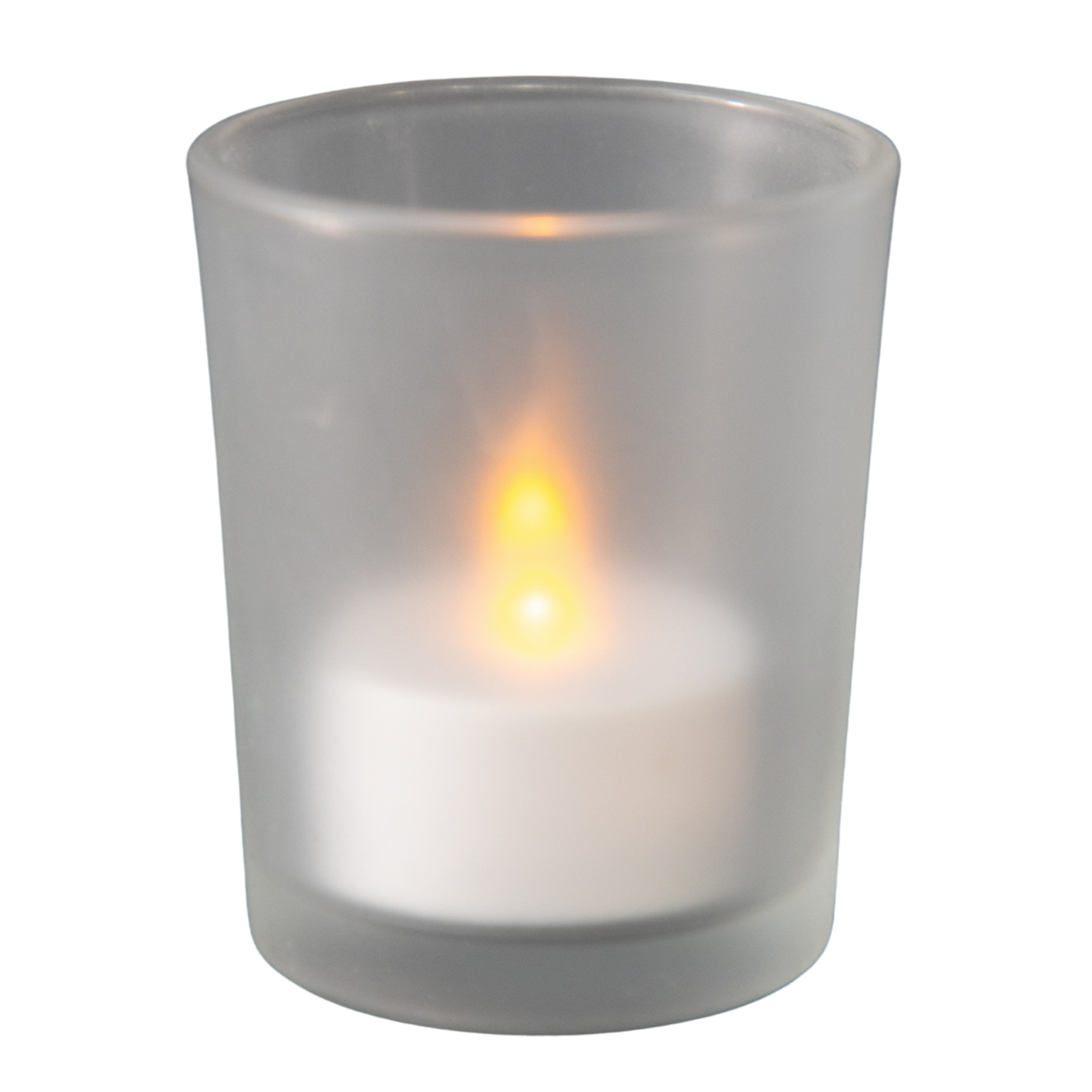 Frosted Glass Candle Holder with Flameless Tea Light