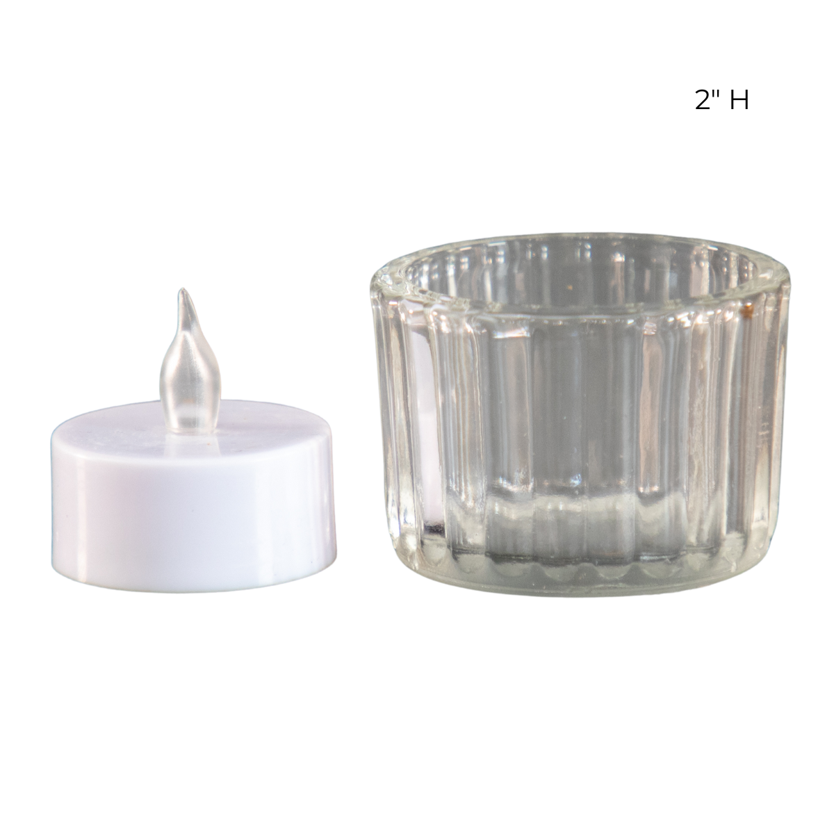 Ribbed Glass Candle Holders with Flameless Tea Light Candles
