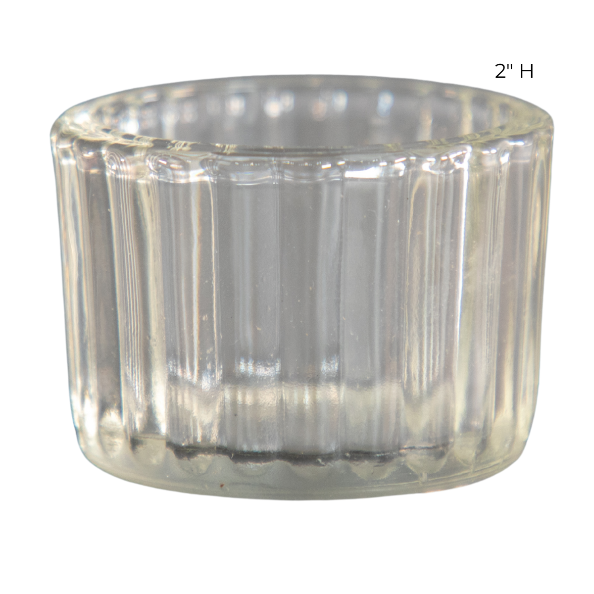 Ribbed Glass Candle Holders with Flameless Tea Light Candles