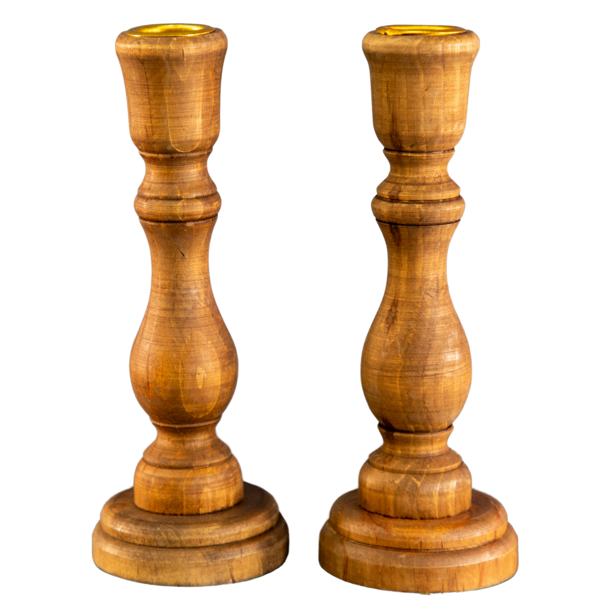 Faux Wood Taper Candlestick Holders