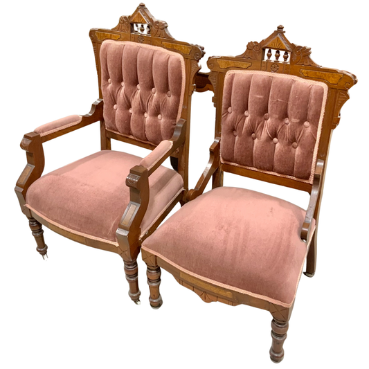 Pair of Eastlake Style Chairs – “Ladies & Gents” Set