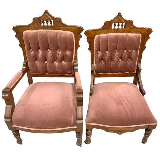 Pair of Eastlake Style Chairs – “Ladies & Gents” Set