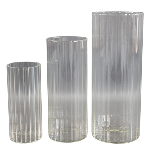 Ribbed Glass Candle Holders / Vases - Set of 3